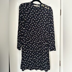 LOFT Navy floral knee length dress